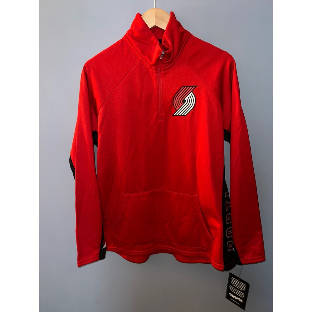 Hands High Portland Trail Blazers Red Quarter Zip Pullover Mens Large NBA New